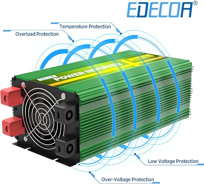 EDECOA 3000 Watt 24 Volts Power Inverter Pure Sine Wave 3000W DC 24V to 120V AC Solar Inverter with 3 Outlets and AC Terminal Block
