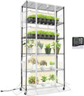 Bstrip Indoor Greenhouse with Grow Light, Mini Green House with 5 Pack T8 Full Spectrum Plant Lights, Plant Shelf with Tent for Indoor Plant, Seed Starting, Seed Tray, 35.4"x13.8"x71"