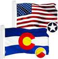 G128 Combo Pack: USA American Flag 3x5 Ft Embroidered Stars & Colorado State Flag 3x5 Ft Embroidered