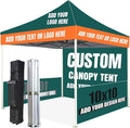 Custom Canopy Tent 10x10 with Logo, Custom 10x10 Pop Up Canopy Tent, Nano-Grade Water Repellent Heavy Duty for Business, w/Roller Bag (1 Full Wall + 2 Half Wall)