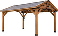 Backyard Discovery Norwood 16 ft. x 12 ft. Cedar Wood Gazebo,Thermal Insulated Steel Roof, Durable, Supports Snow Loads and Wind Speed, Rot Resistant, Backyard, Deck, Garden, Patio Light Brown