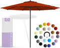 Midtown Umbrellas Push and Pop 10 Feet Outdoor Umbrella, Apple (Red) Stripes Polyester Fabric - Fiberglass Ribs Deck Patio Umbrella, Backyard Umbrella, Garden Umbrella & Pool Umbrella - Black Pole