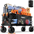 49" L Collapsible Extended Wagon with 500lbs Weight Capacity,300L Heavy Duty Sports Wagon,Big All-Terrian Wheels with Cup Holders,Cart for Sports,Grocery,Shopping