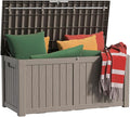 EasyUp 120 Gallon Outdoor Storage Box Waterproof, UV Resistant Resin Deck Box with Hydraulic Rod, Reinforced Stability for Patio, Garden, and Pool, Striped Gray