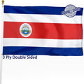 Costa Rica Flag 3x5 ft Outdoor, Double Sided 3 Ply Heavy Duty Costa Rican National Country Flag, 100% Quality Polyester Costa Rica Banner with Brass Grommets 4 Rows Stitches