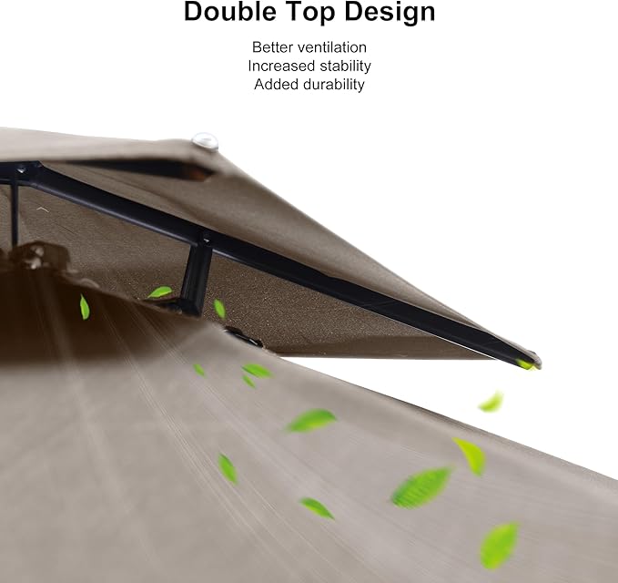PURPLE LEAF 10' x 13' Cantilever Patio Umbrella Outdoor Umbrella with 330lbs Base Large Rectangular Windproof Offset Umbrella for Pool Deck Garden, Ash Mocha