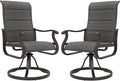 Amopatio Padded Patio Swivel Chairs Set of 2, Outdoor Dining Chairs with Ultra Soft Textilene High Back Seat & Metal Rocker Frame, for Backyard Deck Lawn (Dark Grey)