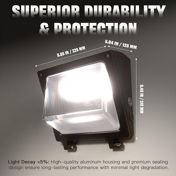 LED Wall Pack Light 75/65/50W with Dusk-to-Dawn Sensor, 11250 LM 6000/5000/4000K LED Security Flood Lighting, 120V Outdoor Wall Lights for Parking Lots|Warehouses|Factories|Yard