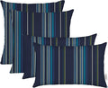 RSH DECOR: Sunbrella Lumbar & Square Pillows Set of 4 | 20" x 12" & 17" x 17" | Water and Fade-Resistant Performance Fabric | Outdoor Throw Pillows for Patio Furniture | Stanton Lagoon