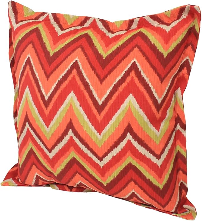 Comfort Classics Set of 2 Outdoor French Edge Border Pillows 17x17x5. Polyester Fabric Red Flame Stitch Inc.