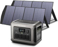 ALLPOWERS R1500 LITE 1600W/1056Wh & 3500+ Cycle LiFePO4 Battery with 4xAC Outlets, 650W MPPT, and UPS <15ms for Home, RV, Outdoor. (R1500 LITE+SP033*2-200W)
