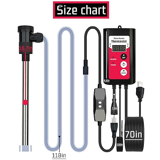 2000W Titanium Submersible Electric Immersion Water Heater with Temp Control & GFCI – Portable Heater for Hot Tubs, Above-Ground Pools, Inflatable Pools, Baptism Pools, Spa Tubs & Bathtubs