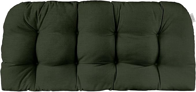 RSH DECOR: Sunbrella Play Tufted Wicker Loveseat Cushion | 44" x 22" | Outdoor Settee Cushion for Patio Furniture | Crafted with Sunbrella Performance Fabric| Play Jungle