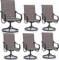 MFSTUDIO Outdoor Swivel Patio Chairs Set of 6, Patio Dining Chairs with Breathable Textilene Fabric & Metal Frame, Weather-Resistant Outdoor Furniture Chairs for Deck, Backyard, Lawn,Garden