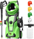 Pressure Cleaner 5000PSI Max 4.0GPM with 33FT Flexible Extension Hose, 4 Nozzles, Foam Cannon, Power Cleaner Powered for Cars, Patios, Driveways, Green