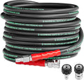 3/8" Pressure Washer Hose 50FT 4800PSI, with M22 14 mm to 3/8 Inch Quick Connect, Kink Resistant Industry Grade Steel Wire Braided Synthetic Rubber Jacket with 2 M22 14mm Adapter Set