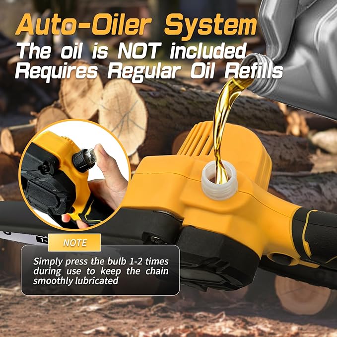 6 Inch Mini Chainsaw for Dewalt Battery 20v, Battery Powered(No Battery Included), Auto-Oiler, Brushless Hand-held Chain Saw with Safety Kit and Carrying Case for Wood Cutting,Tree Trimming/Pruning
