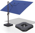 9' X 12' Cantilever Patio Umbrella with Base Included 360°Rotation Rectangular Outdoor Large Offset Umbrellas Heavy Duty Windproof for Garden Deck Pool, Navy