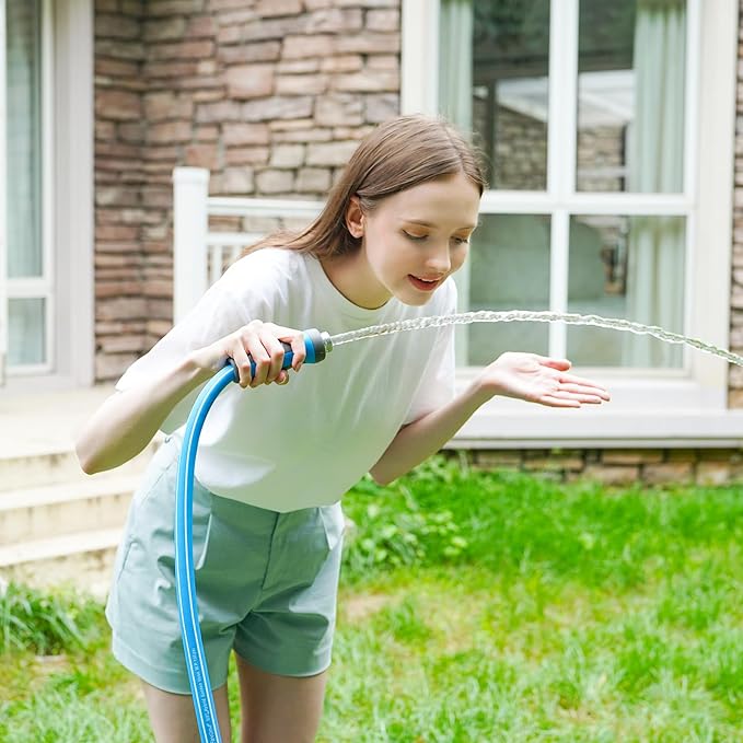Fevone Garden Hose 105 ft., Lightweight Hybrid Water Hose, Flexible and Durable, Leak-Free Connections