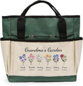 Personalized Garden Tools Set for Women: Custom Text Garden Tool Bag and Garden Shovel & Transplant Shovel & Hand Rake - Gardening Gifts for Mom Grandma Gardening Lover (6 Flowers)