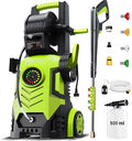 2025Upgraded Pressure Washer 5000PSI with Adj-8-Level Touch Screen, 34" Tall Power Washer, 4 Quick Connect Nozzles, Inlet Hose&Filter&500mlFoam Cannon for Cars/Fences/Driveways/Home Cleaning, Green