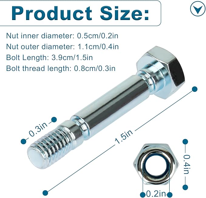 Snowblowers Shear Pins 303160355P / 303160355 Compatible with Powersmart Snow Blower Shear Part Fit for Powersmart All Two-Stage Snow blowers, Snow Blower Replacement Parts - 8 Pack