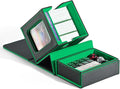 ZLCA MTG Commander Deck Box with Display Window, Deck Box Holds 100 Double-Sleeved with Dice Tray & 35pt Magnetic Card Holder（Black& Green）