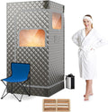 COSTWAY Portable Steam Sauna, Personal Home Sauna Tent w/ 3L Steam Generator, Foldable Chair, Remote Control, 9-Level Adjustable Temperature, Timer, Full-Size Indoor Steam Room for Home Spa (Grey)