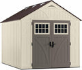 Suncast 8x10 Ft. Outdoor Storage Shed - Large Resin Outdoor Shed with Floor Included, Lockable Double Doors & Skylights. 547 Cu Ft Tremont Garden Plastic Sheds for Lawn Tools, Riding Mowers, & Bikes