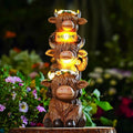 Christmas Highland Cow Statue Solar Outdoor Decor with Flower Decoration Funny Triple Highland Cow Decor Birthday Thanksgiving Gifts for Women Mom Highland Cows Figurine for Yard Garden Lawn Ornaments
