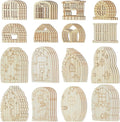 128 Pcs Fairy Doors, 16 Styles Wooden Miniature Garden Door Unfinished DIY Blank Windows for Miniature Fairy Room Decorations