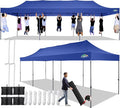 COBIZI 10x30 Pop up Canopy Tent 10x30 Canopy No Sidewall Waterproof Heavy Duty Commercial for Parties Outdoor Garden Gazebo Tent, Carry Bag with Wheel(10x30ft No Sidewalls, Dark Blue)