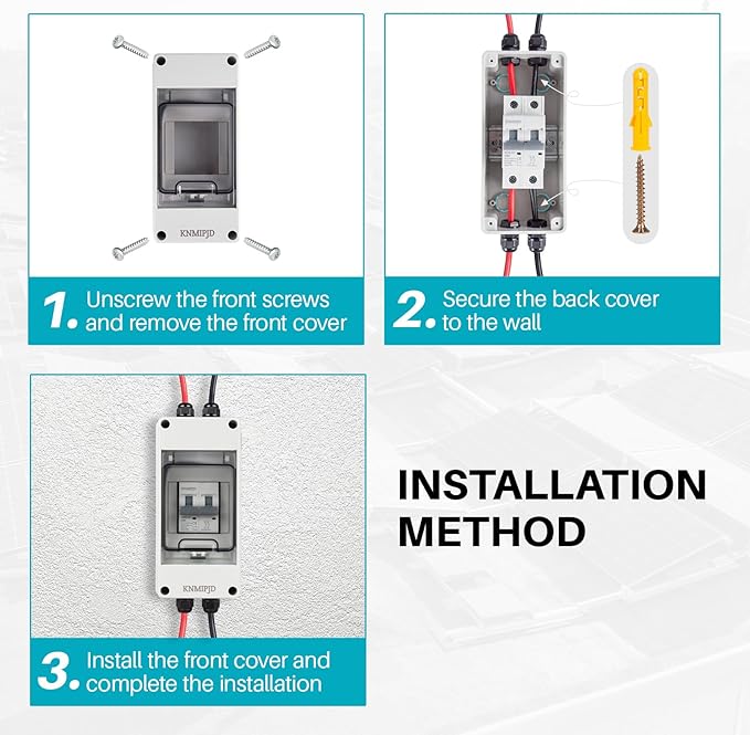 Solar Panel Disconnect Switch 10A 2P 400V Dc/AC Breaker Disconnect Box Outdoor Breaker Box Suitable for photovoltaic and Wind Energy Home Battery Systems (10 Amps)
