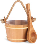 6L-1.6Gal Cedar Wood Sauna Bucket and Ladle Set, Handmade Wooden Sauna Bucket with Ladle, 14.5″ Sauna Ladle,Premium Pine Sauna Accessories Kit for Steam Sauna, Natural Wooden Bucket for Sauna