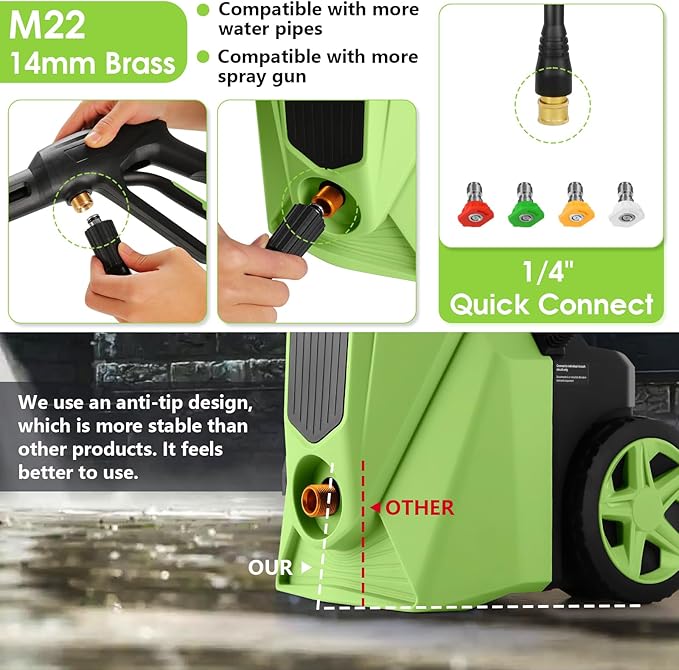 Electric Pressure Washer 5000 PSI,2.8 GPM Power Washer with Foam Cannon,Portable Cleaner with 33ft Hose Reel,4 Nozzle Tips,and Soap Bottle for Cars/Home/Driveways/Patios/Decks/Fences