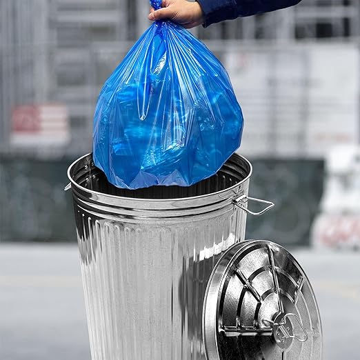 Plexon Metal Trash Can with Lid Outdoor 20 Gallon Galvanized Steel Garbage Bucket with Lid Silver, 6 Pack