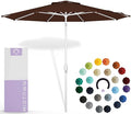 Midtown Umbrellas The Swilt 8 Feet Patio Umbrella in Sunbrella Bay Brown Acrylic Fabric - Fiberglass Ribs, Auto-Tilt Aluminum Frame For Backyard, Deck, Garden, Pool - White Pole