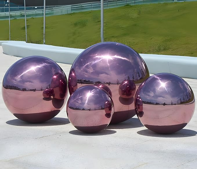 Stainless Steel Gazing Globe Mirror Ball, Decorative Gazing Balls for Garden, Reflective Smooth Garden Ball Sphere for Outdoor Yard Decoration (Purple, Dia: 6 inch)