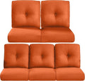 Pop 22x25/22x24 Outdoor Cushions for Patio 5 Piece Set - Set of 5 Water-Repellent Replacement Cushion for Wicker Dining Rocking Swivel Chairs Loveseat Couch Sectional Sofa - Orange/Button