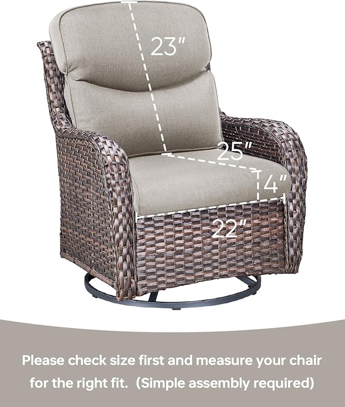 Pop 22x25/22x24 Outdoor Chair Cushions Set of 4 - Heavy Duty High Back Replacement Zippered Cushion for Patio Furniture Set Dining Rocking Chairs Loveseat L-Shape Sofa - Beige/Smile