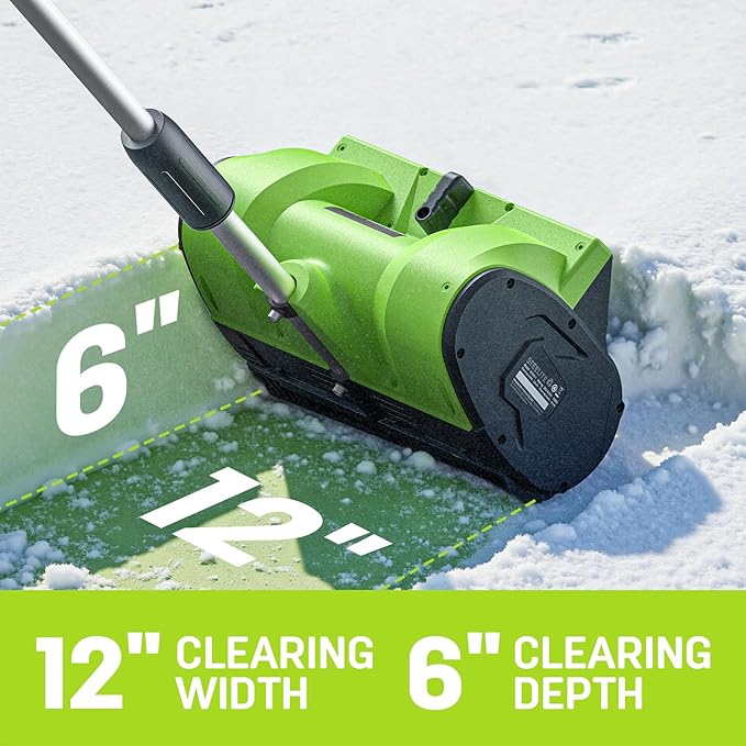 STEELITE 21V Cordless Snow Shovel, 12-Inch Battery Powered Snow Blower with Directional Plate, 20-Feet Snow Throwing Distance, 4.0Ah Battery & Quick Charger Included