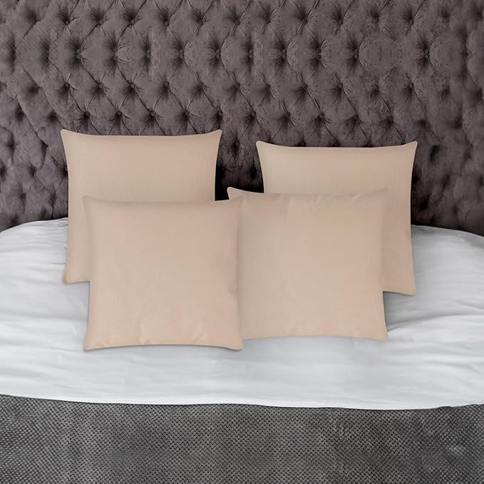 Covers & All Premium Square Throw Pillow Inserts with Covers Set of 4, 26 x 26 Inches Beige, Decorative Cushions for Couch Sofa Home Decor Office Travel UV Resistant Waterproof Soft Cushions Pillows