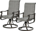 UDPATIO Outdoor Swivel Dining Chairs Set of 2, Patio Dining Chairs High Back with All Weather Breathable Textilene, Metal Rocking Frame for Lawn Garden Backyard, Gray White