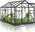Greenhouse for Outdoors, 6x10 FT Heavy Duty Polycarbonate Greenhouse with 5 Roof Vents, Aluminum Large Walk-in Greenhouse for Outside Garden Backyard, Easy Setup, Black