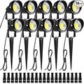 ZUCKEO Low Voltage Landscape Lights LED Landscape Lighting with Connectors, 10W 12V 24V Outdoor Spotlights Waterproof Garden Flood Pathway Yard Lights 1000LM Daywhite Light(10Pack with Connector)
