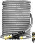 Pressure Washer Hose 100FT 3/8" for Cold and Hot Water 212°F, with Swivel Quick Connect, 4500PSI Kink Resistant Grade Steel Wire Braided, Power Washer Hose With 2pcs M22-14mm Adapter