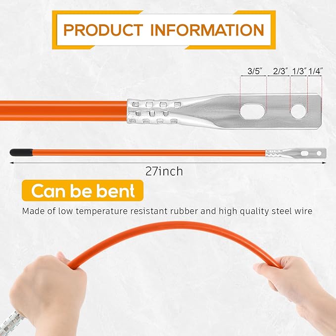 Lasnten 4 Pcs 27 Inch Snow Plow Blade Markers Guide Kit Steel Wire Inside Bolt on Bumper Guides High Visibility Easy Installation for ATV Western Snowplows(Orange)