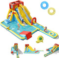 BOUNTECH Inflatable Water Slide, Dual Slides Kids Water Slide Park Jump Bouncy Castle w/2 Swimming Rings, Blower, Large Splash Pool, Backyard Outdoor Blow up Water Slides Inflatables for Big Kids