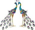 Peacock Garden Statues Metal Peacocks Sculptures for Outdoor Backyard Decor Patio Lawn Porch Yard Decoration (Pack of 2, Blue)