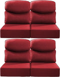 Luxury 24x24x6 Inch Smile Patio Dining Chair Cushions Set of 4 - Heavy Duty Water Slashproof Outdoor Seat Cushion for Outside Furniture Swivel Chairs Loveseat L-Shape Sofa - Red